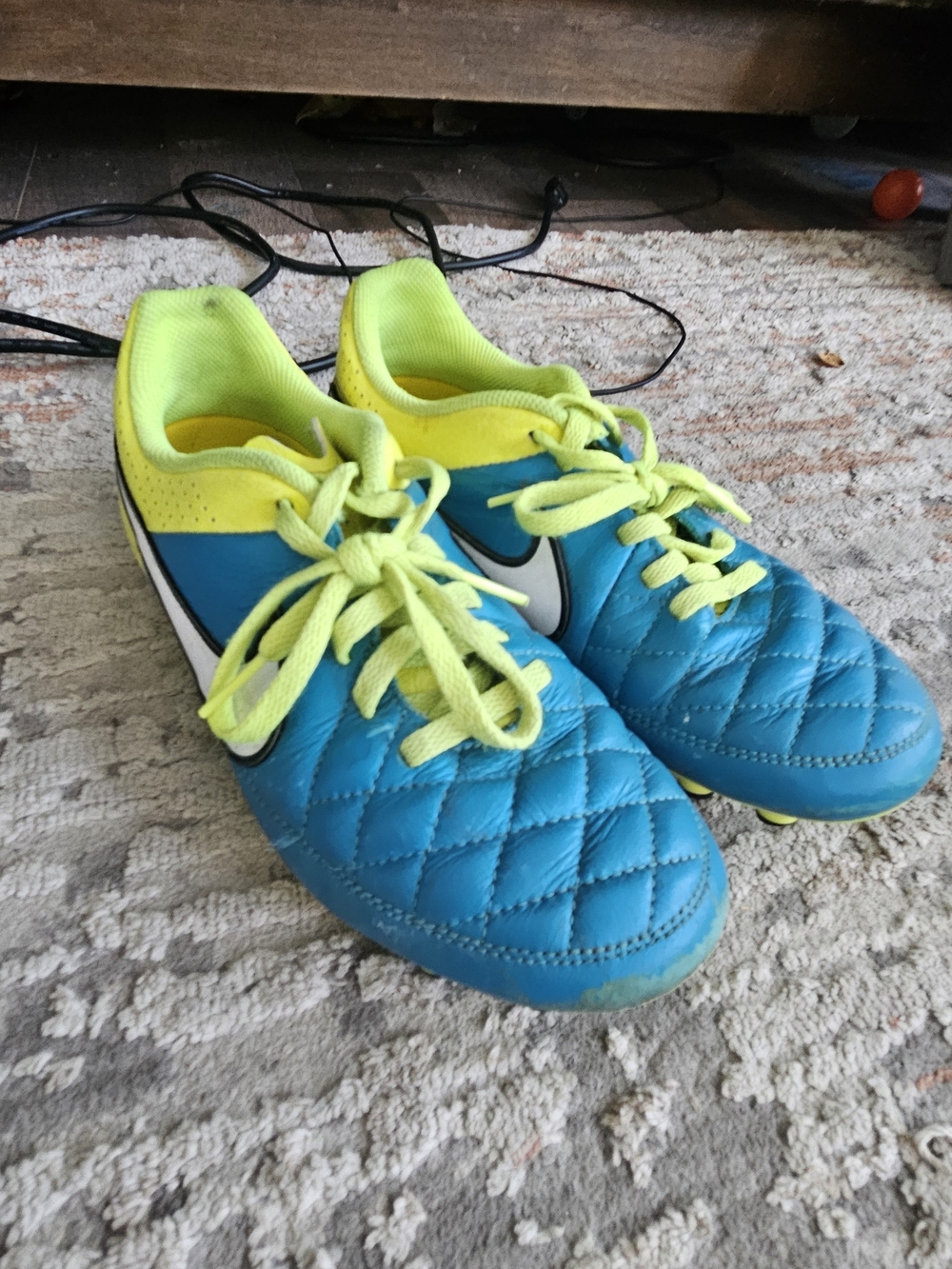 Nike Kids Blue and Yellow Soccer Sneakers